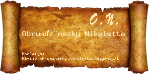 Obrusánszky Nikoletta névjegykártya